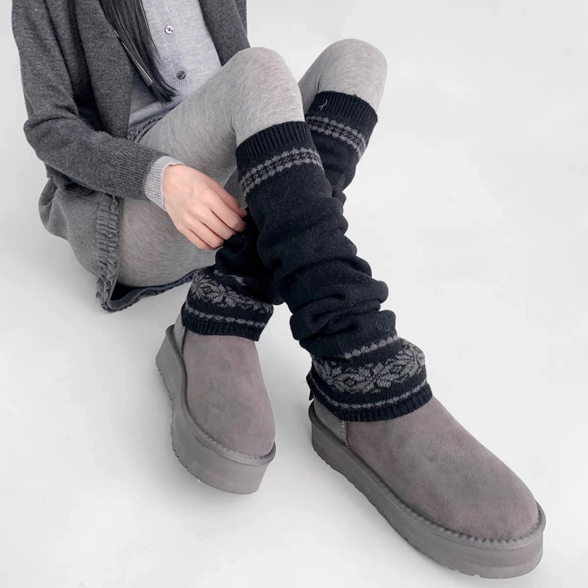 Anna-Kaci Women's Nordic Pattern Ribbed Knit Winter Leg Warmers