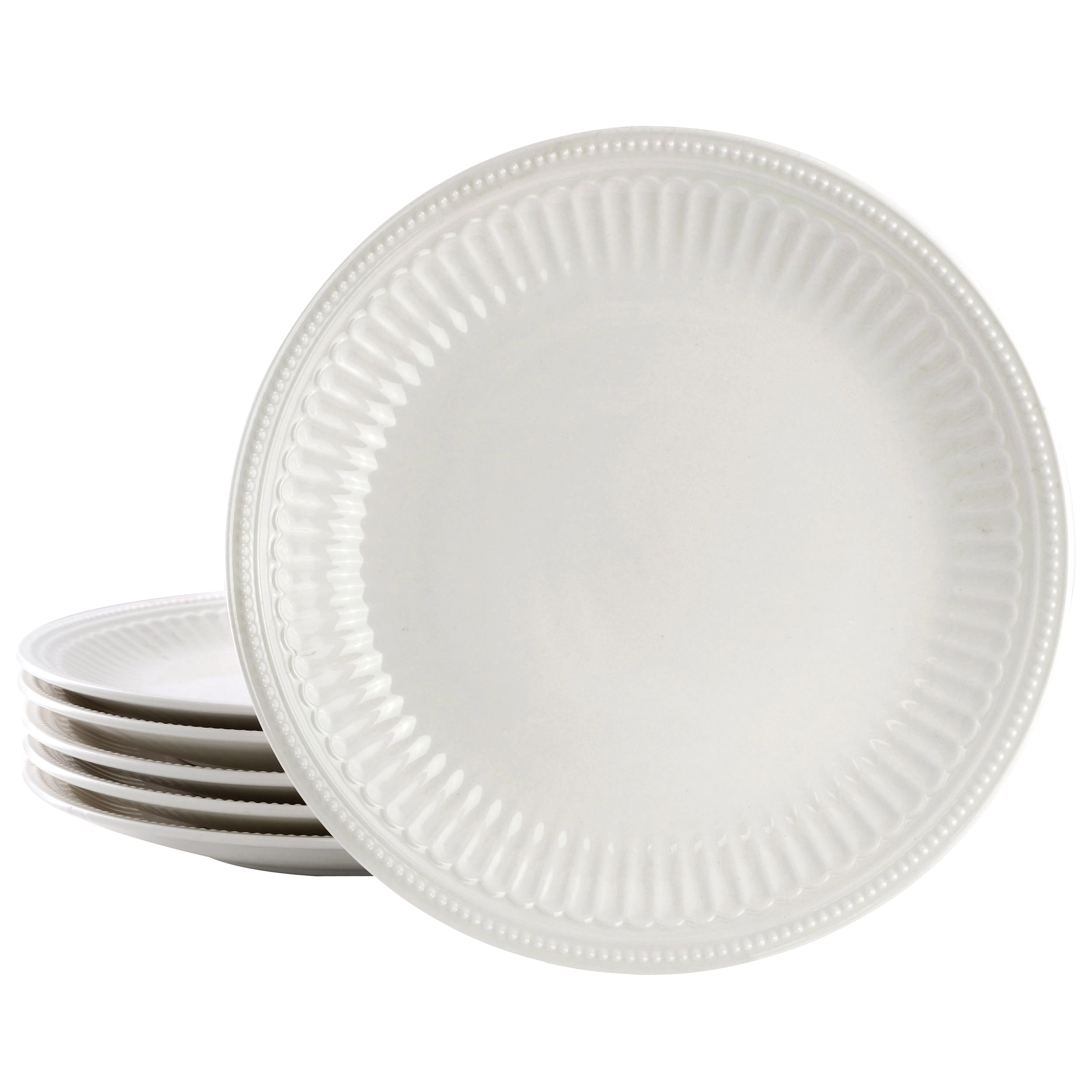 Elama Hansel 6 Piece Embossed Arch Stoneware Dinner Plate Set