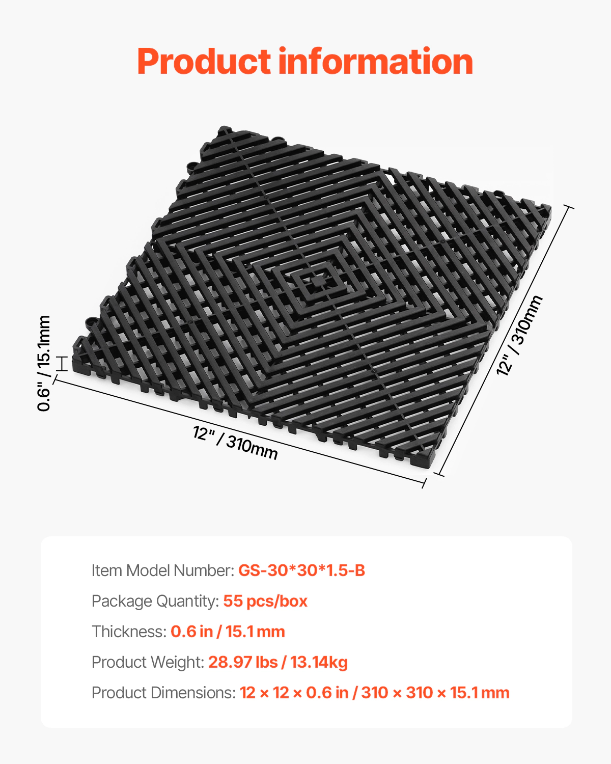 HONGGE Interlocking Drainage Mat Modular Interlocking Cushion Splicing Drainage Mats Non-Slip PP Drainage Floor Tile