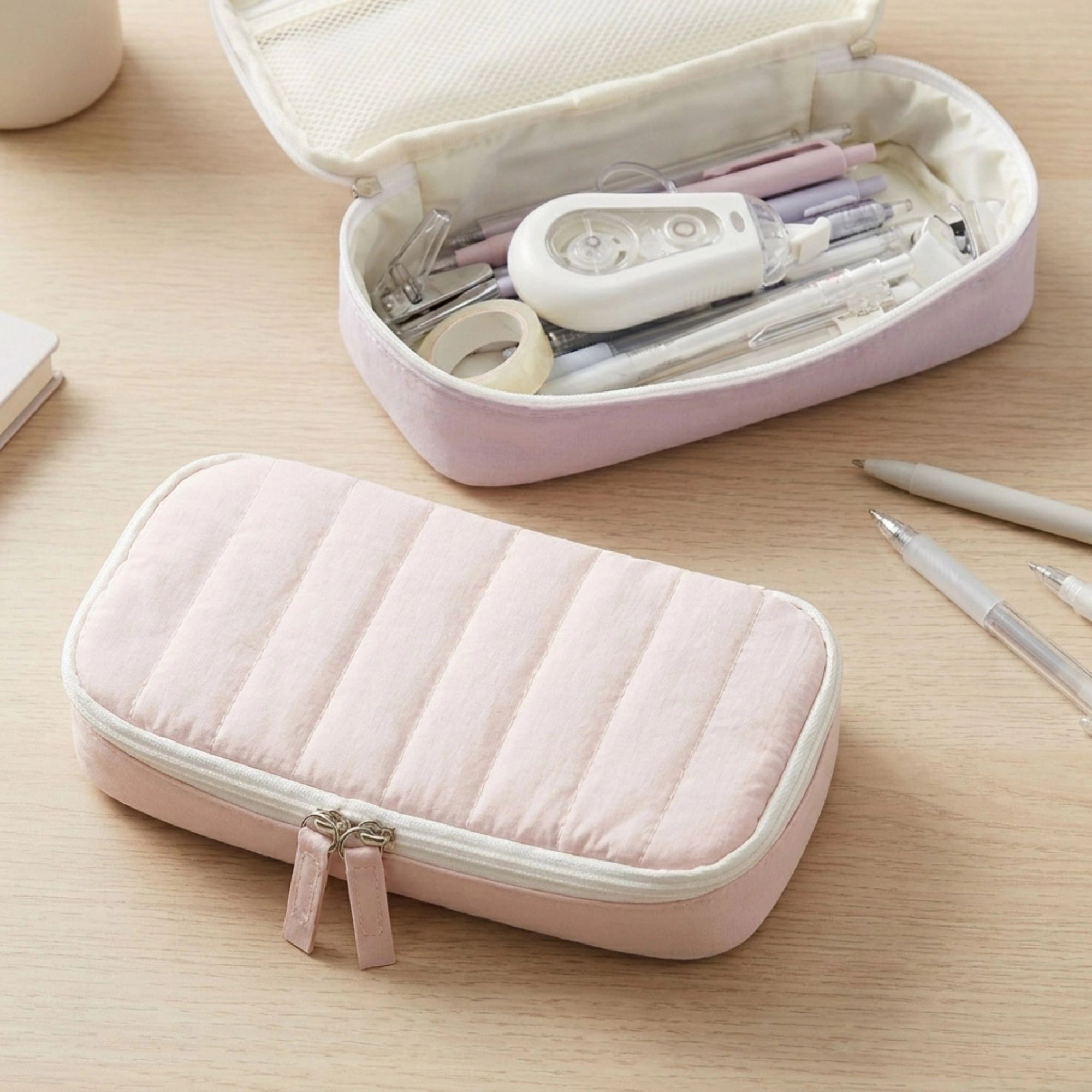 Alilang Unisex Capacity Pencil Case Stationery Organizer Pen Pouch with Mesh Pocket and Double Zipper