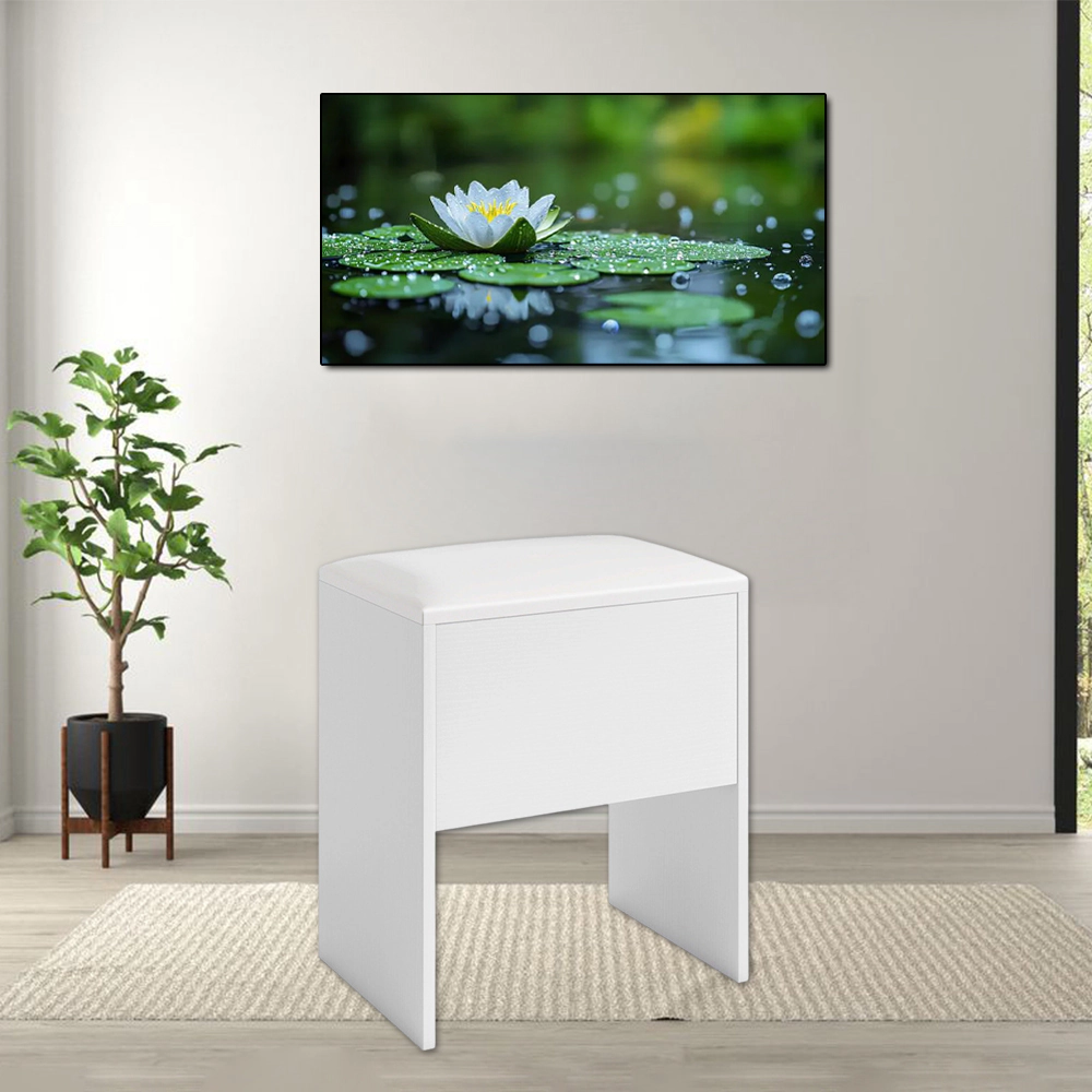Hivvago Flip-Top Storage Vanity Stool with Cushioned Padded Seat