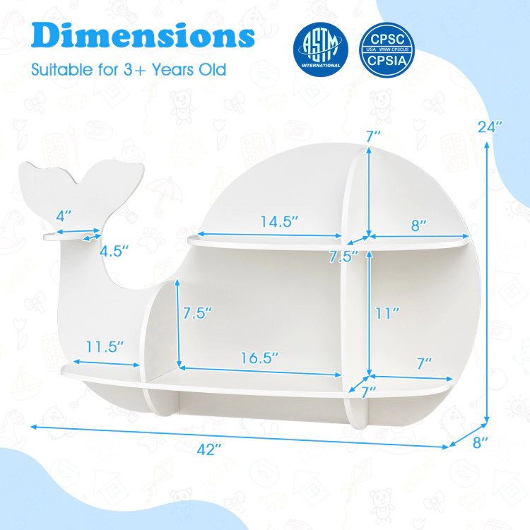 Hivvago Unique Dolphin Shelves for Floating Wall Mounted Storage