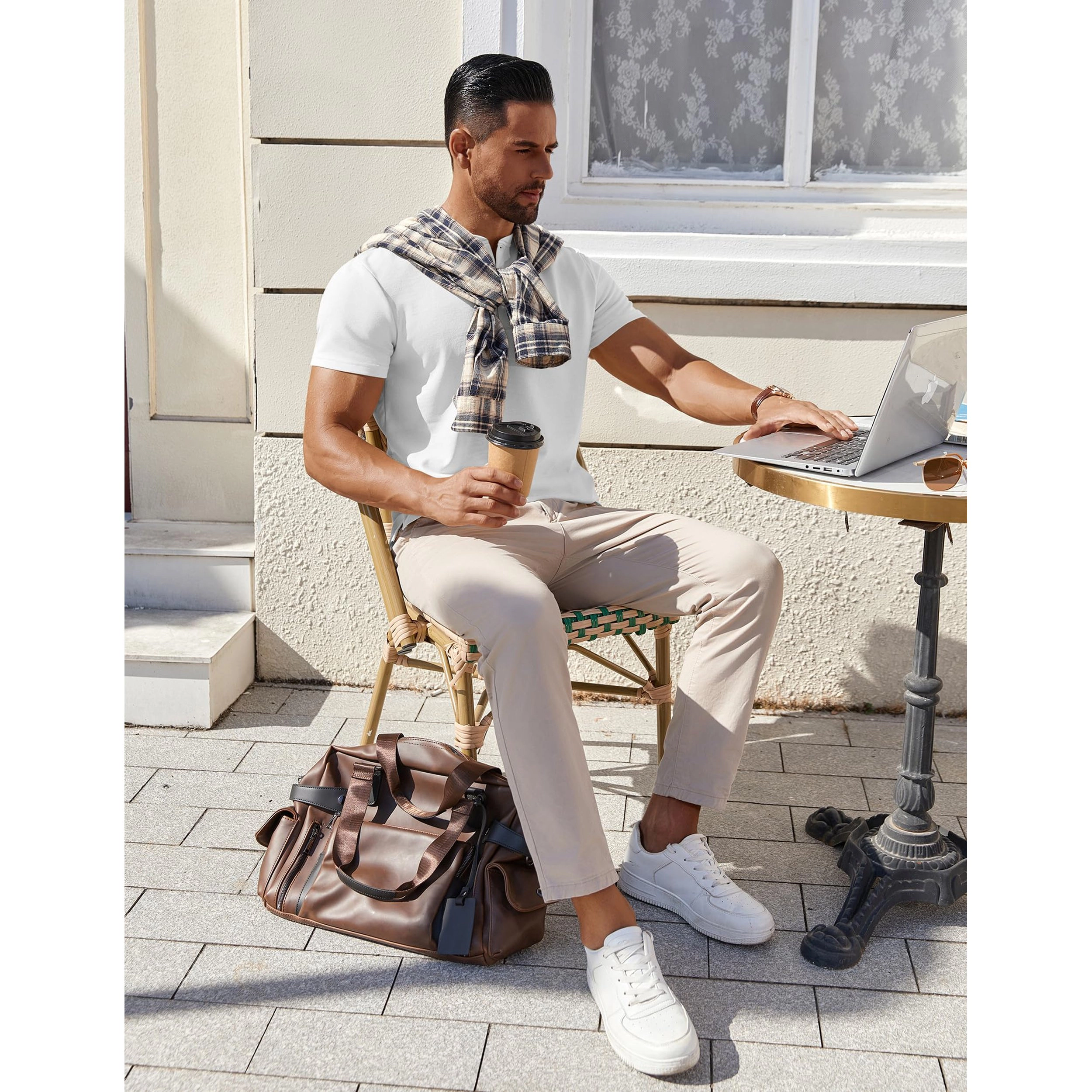 COOFANDY Men's Regular Fit Short Sleeve Henley Shirt