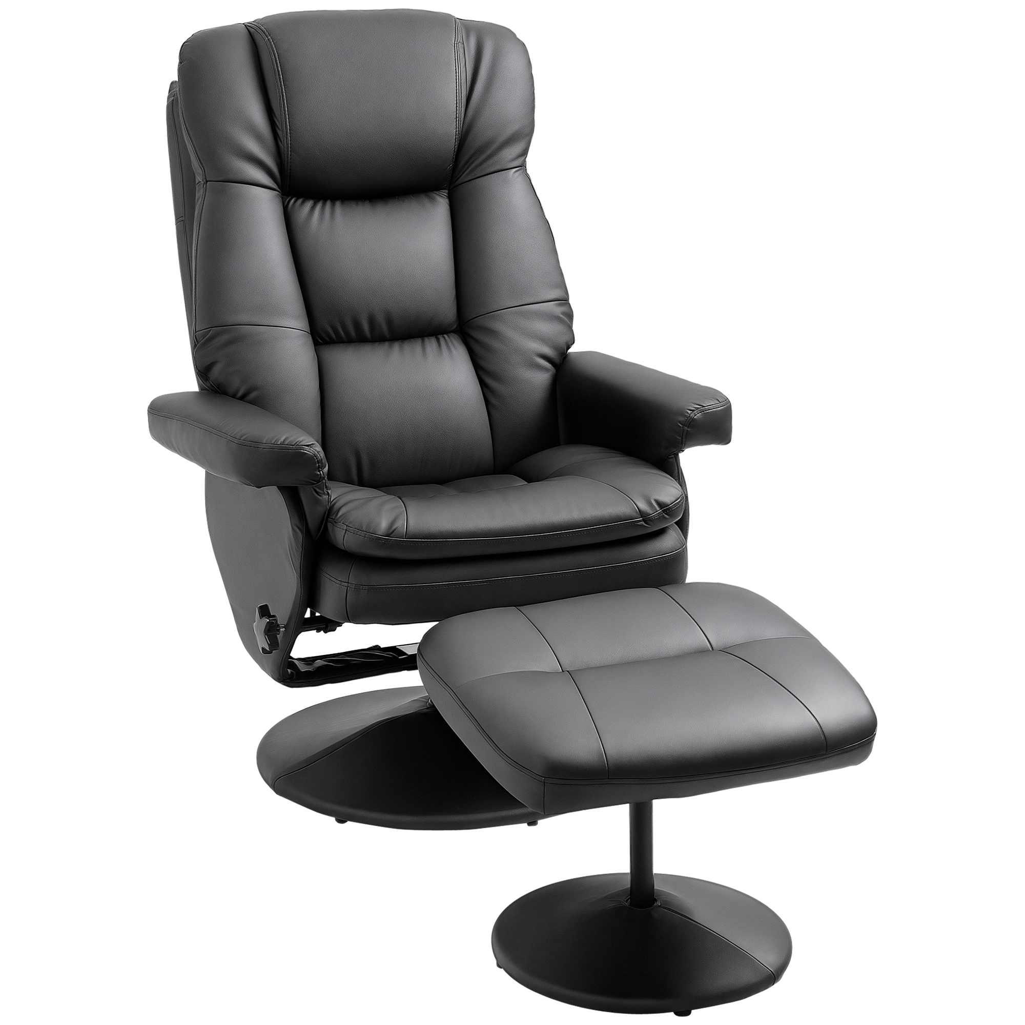 Hivvago Swivel Recliner Chair With Round Base And Ottoman