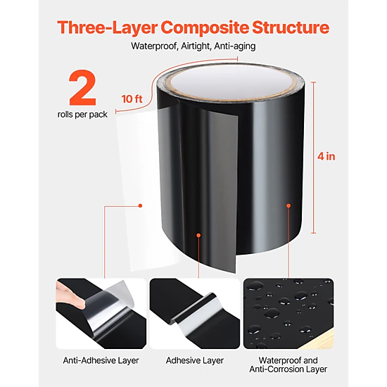 HONGGE Waterproof and Weather-Resistant Tape for Black
