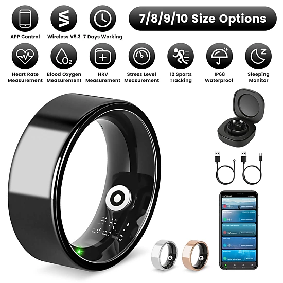 IMounTEK Unisex Titanium Steel Smart Ring Health Tracker