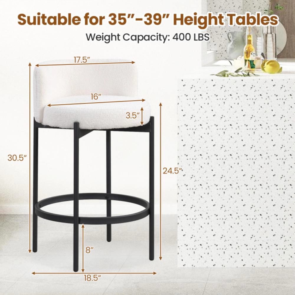Hivvago Boucle Counter Stools With Curved Backrest Set Of 4 - 24 Inch