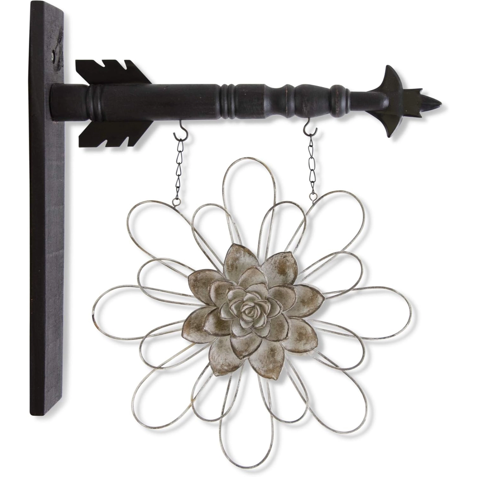 K&K Interiors Gray Metal Wire Flower with Resin Center Arrow Replacement Sign 13.5 inch - Arrow Sold Separately