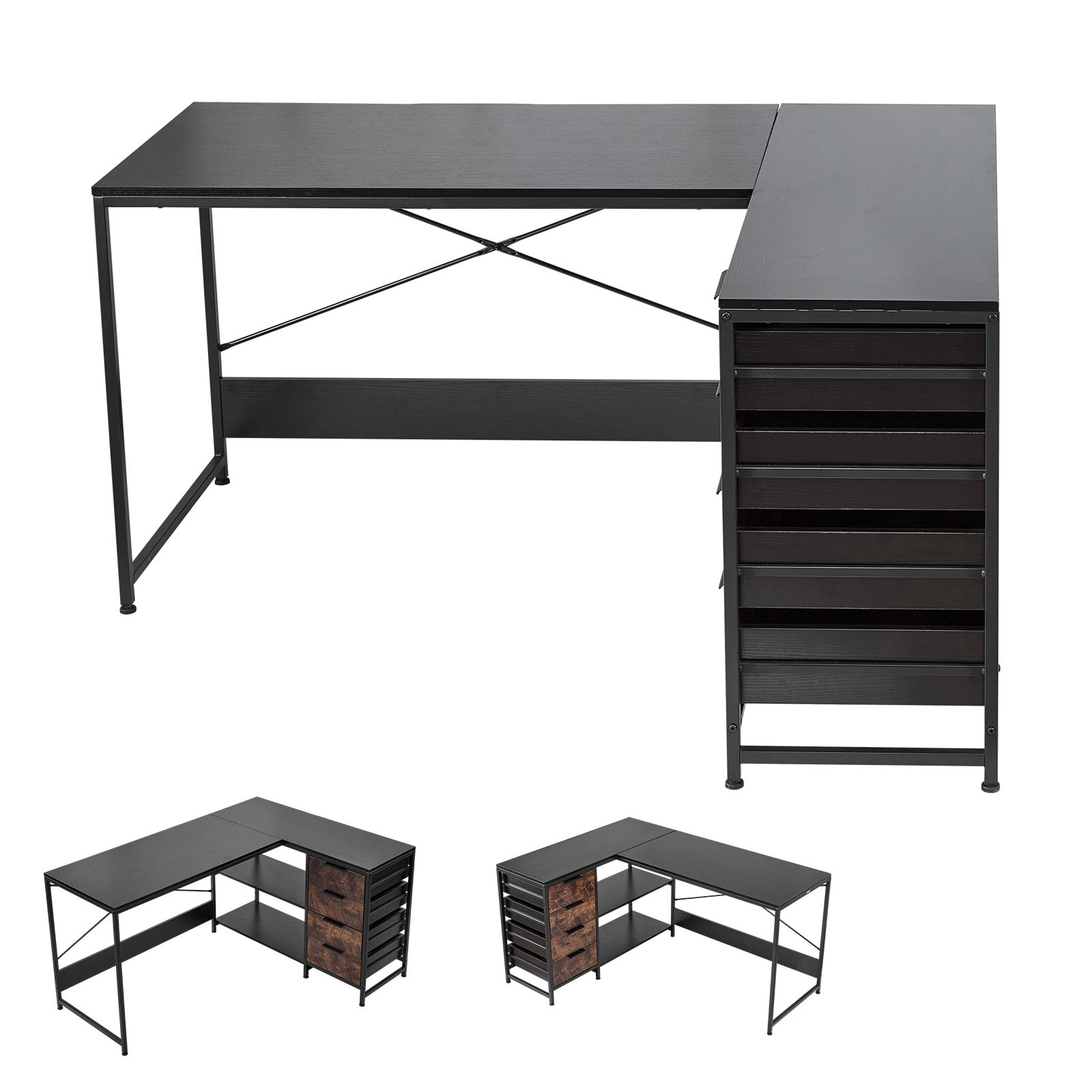 HONGGE L-Shaped Computer Desk, Reversible Corner Gaming Desk