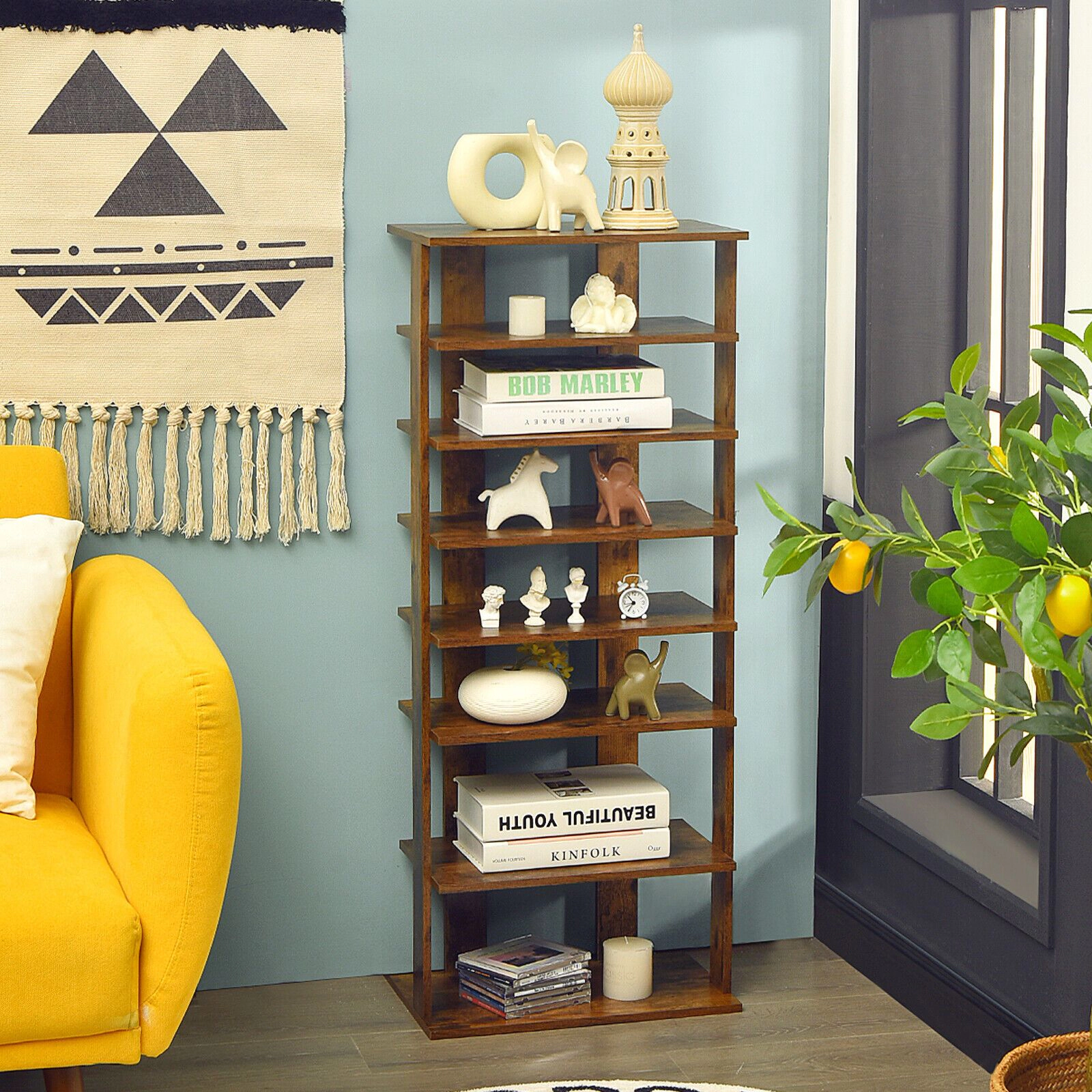SlickBlue 7 Tier Shoe Storage Rack With Display Shelf, MDF