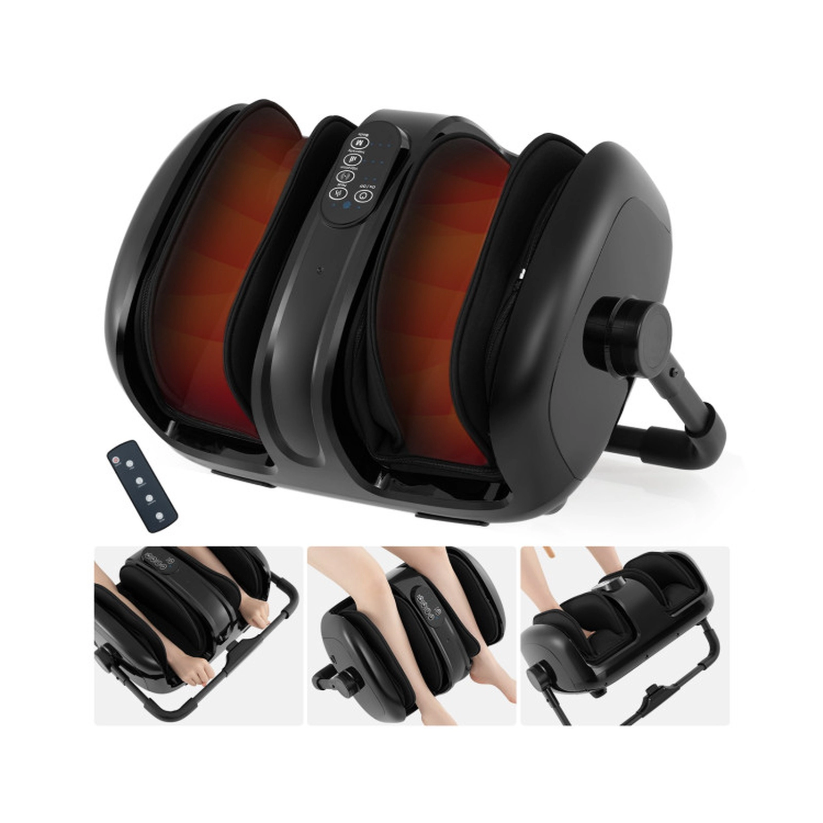 SUGIFT Black Foot and Leg Massager with Compression and 360-Degree Rotating Stand 23-in W 18-in D 9-in H
