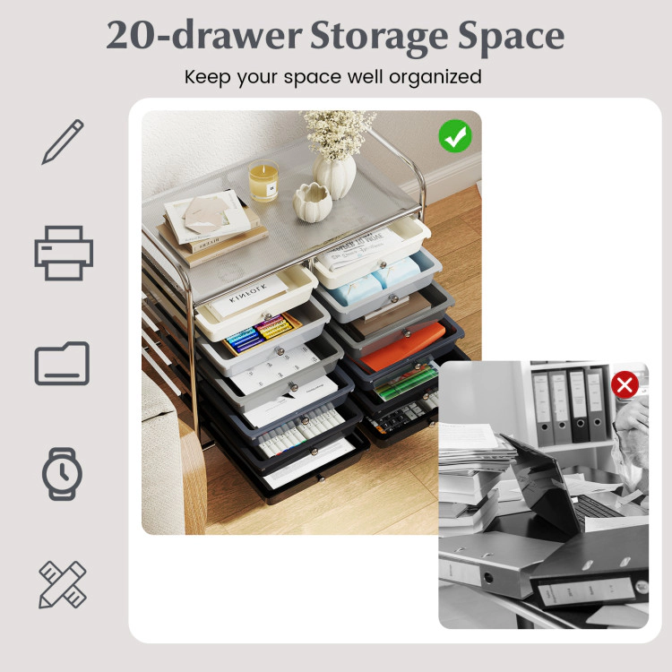 Hivvago 12 Drawers Rolling Storage Cart for Home and Office