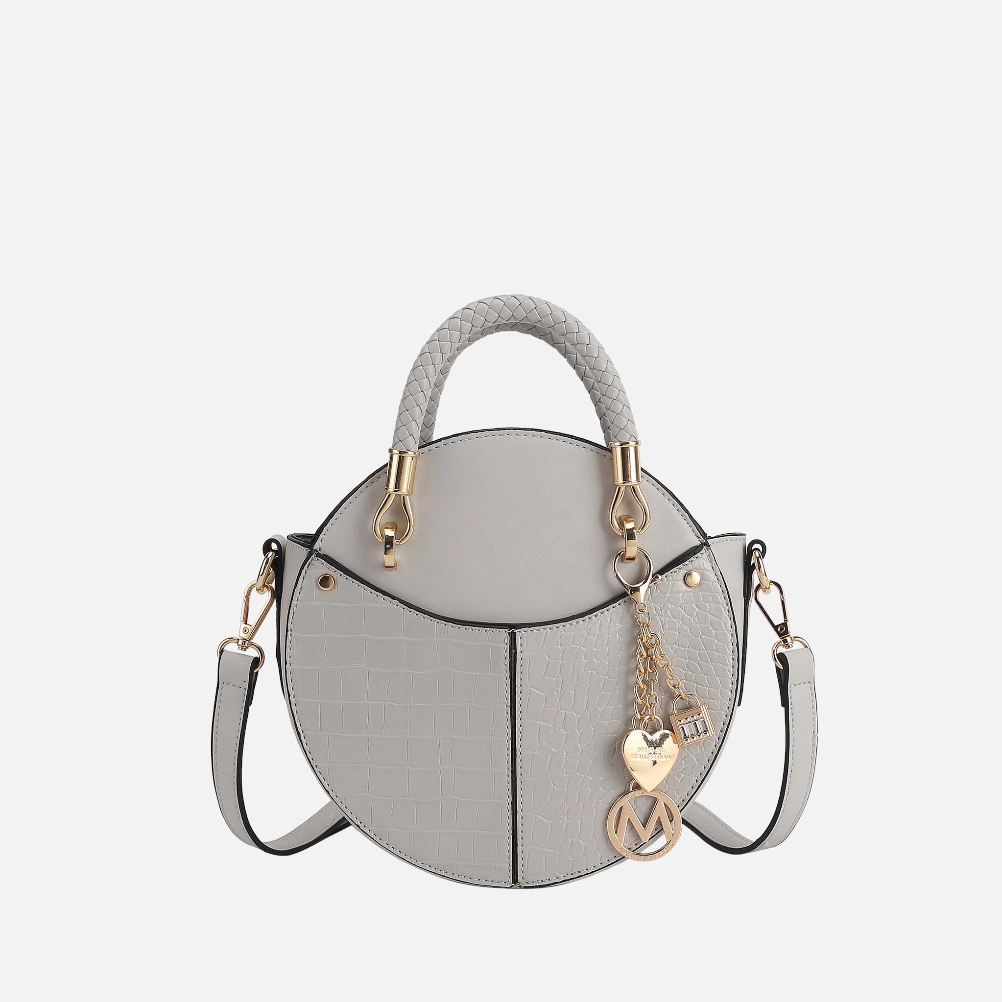 Mia K Collection Nobella Croco Crossbody Bag - Vegan Croc-Embossed Faux Leather, Gold-Tone Hardware