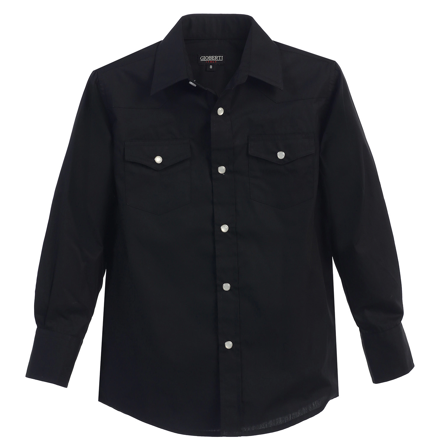 Gioberti Boy's Casual Western Solid Long Sleeve Shirt With Pearl Snaps