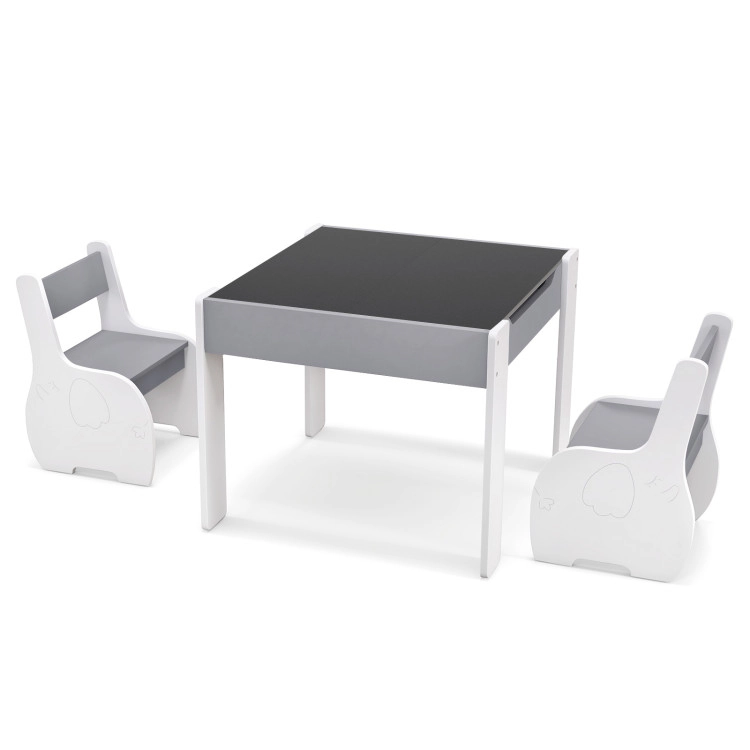 Hivvago 4-In-1 Wooden Activity Kids Table And Chairs With Storage Detachable Blackboard