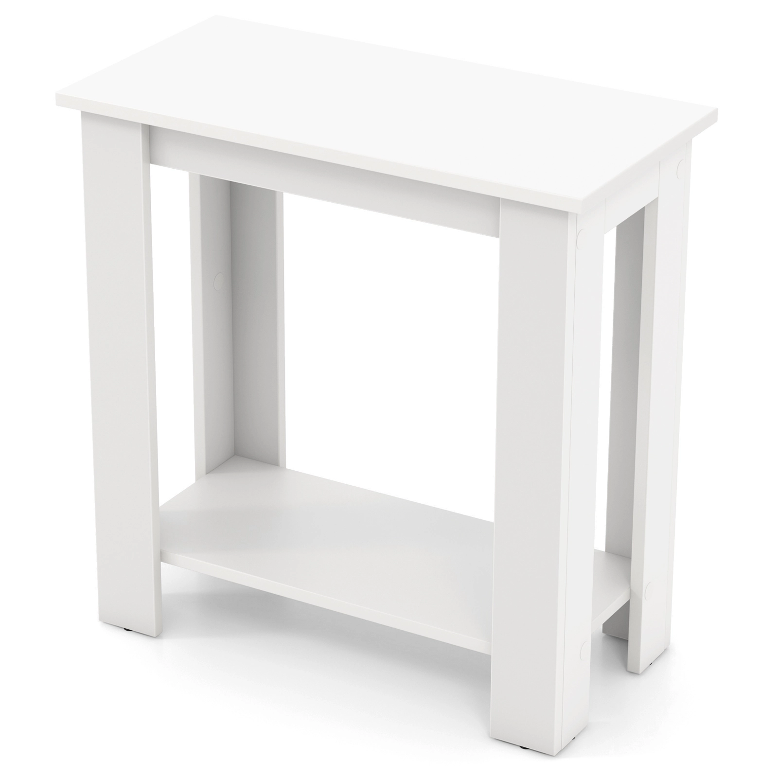 SUGIFT 2-Tier Modern Compact End Table with Storage Shelf 110-Lb Tabletop Capacity 44-Lb Shelf Capacity White