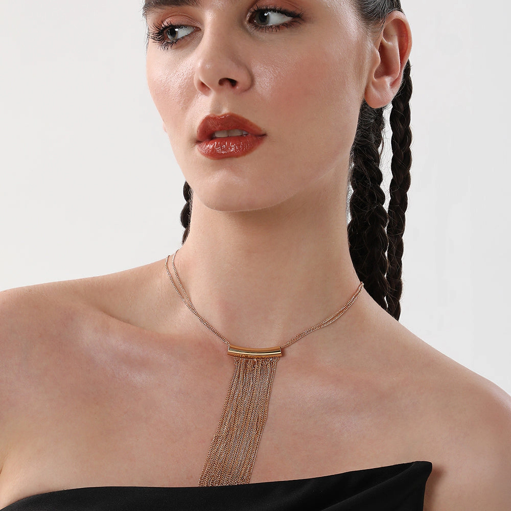 SOHI Women's California Gold the Hanging Chain Bar Lariat Necklace