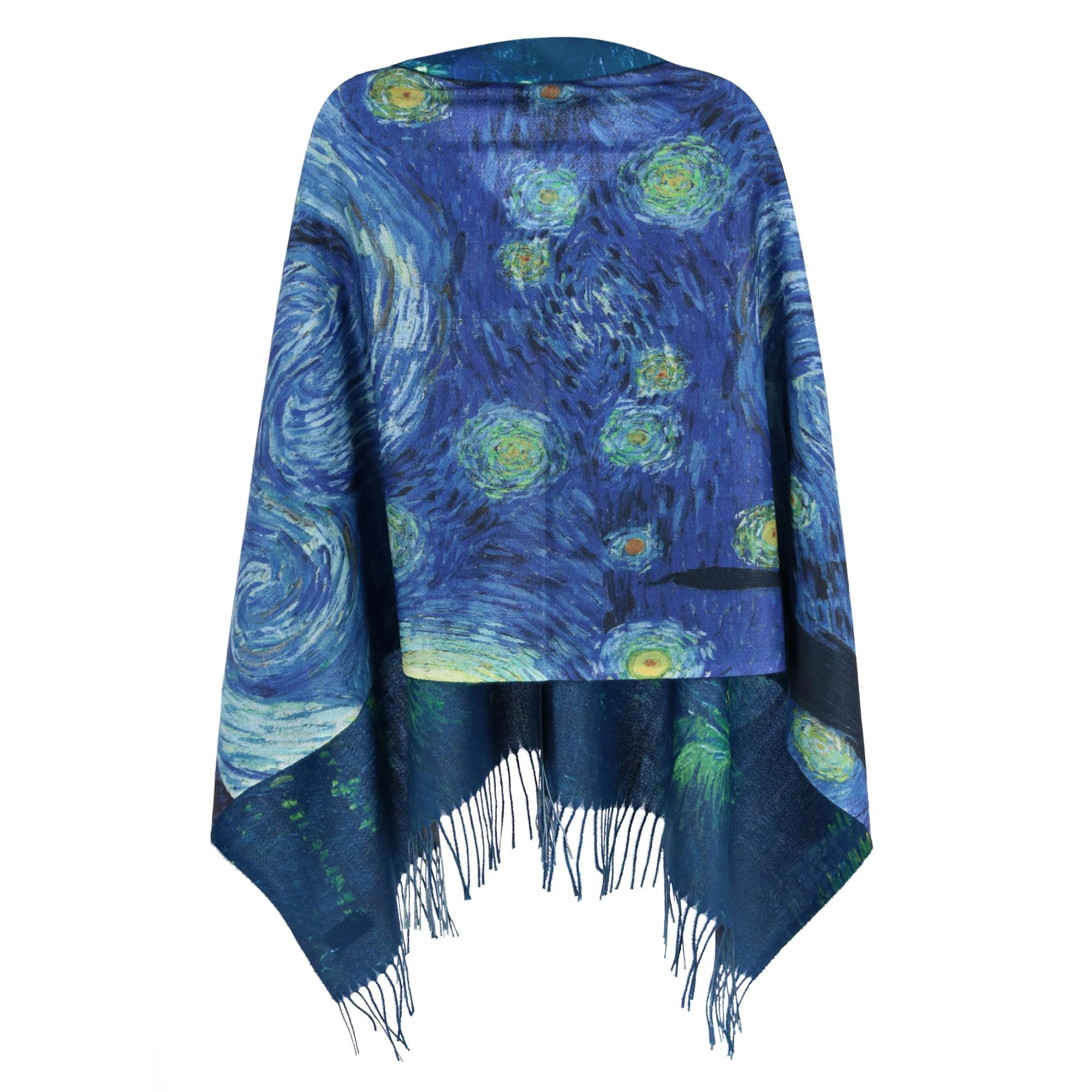 The Magic Scarf Company Women's Reversible Sueded Van Gogh Button Shawl