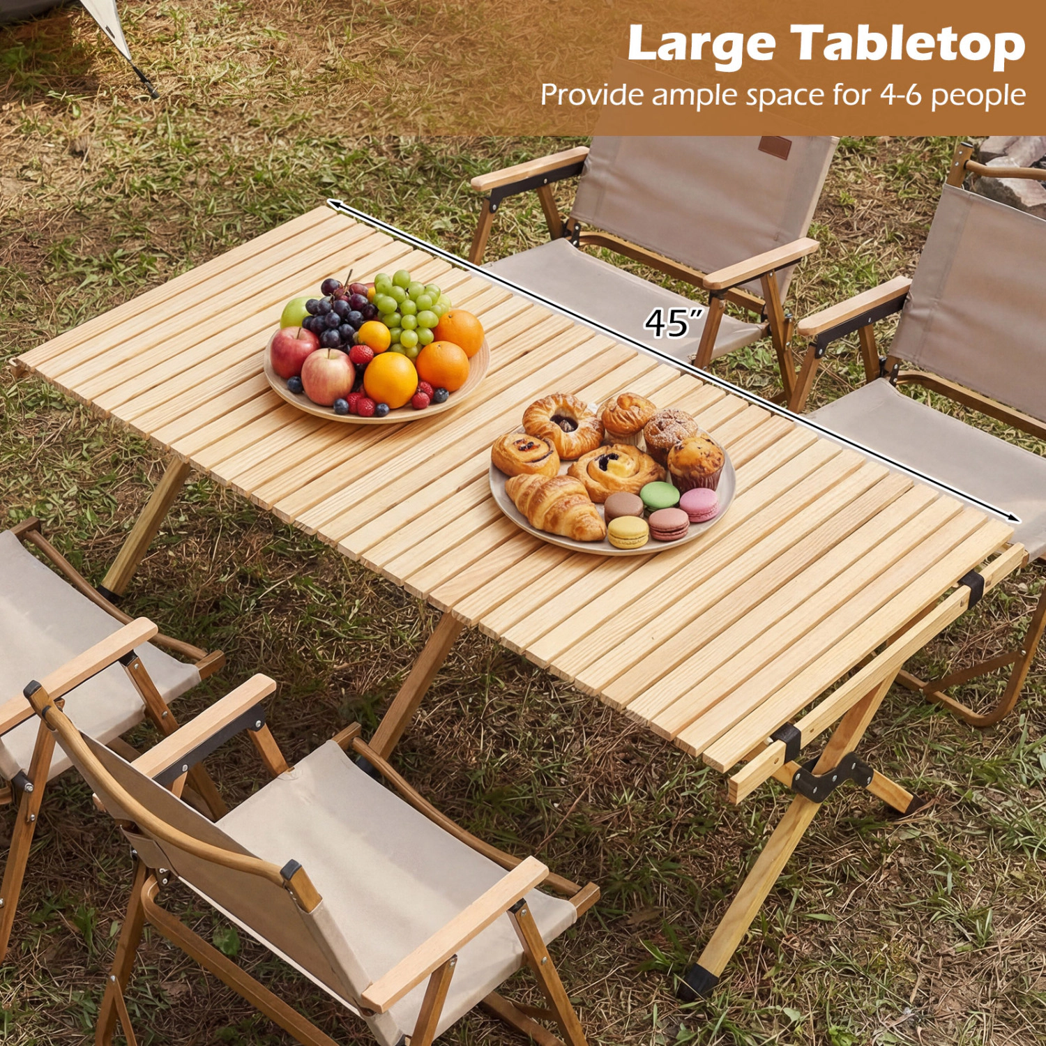 LJG 48 Inch Folding Camping Table with Carry Bag for Backyard