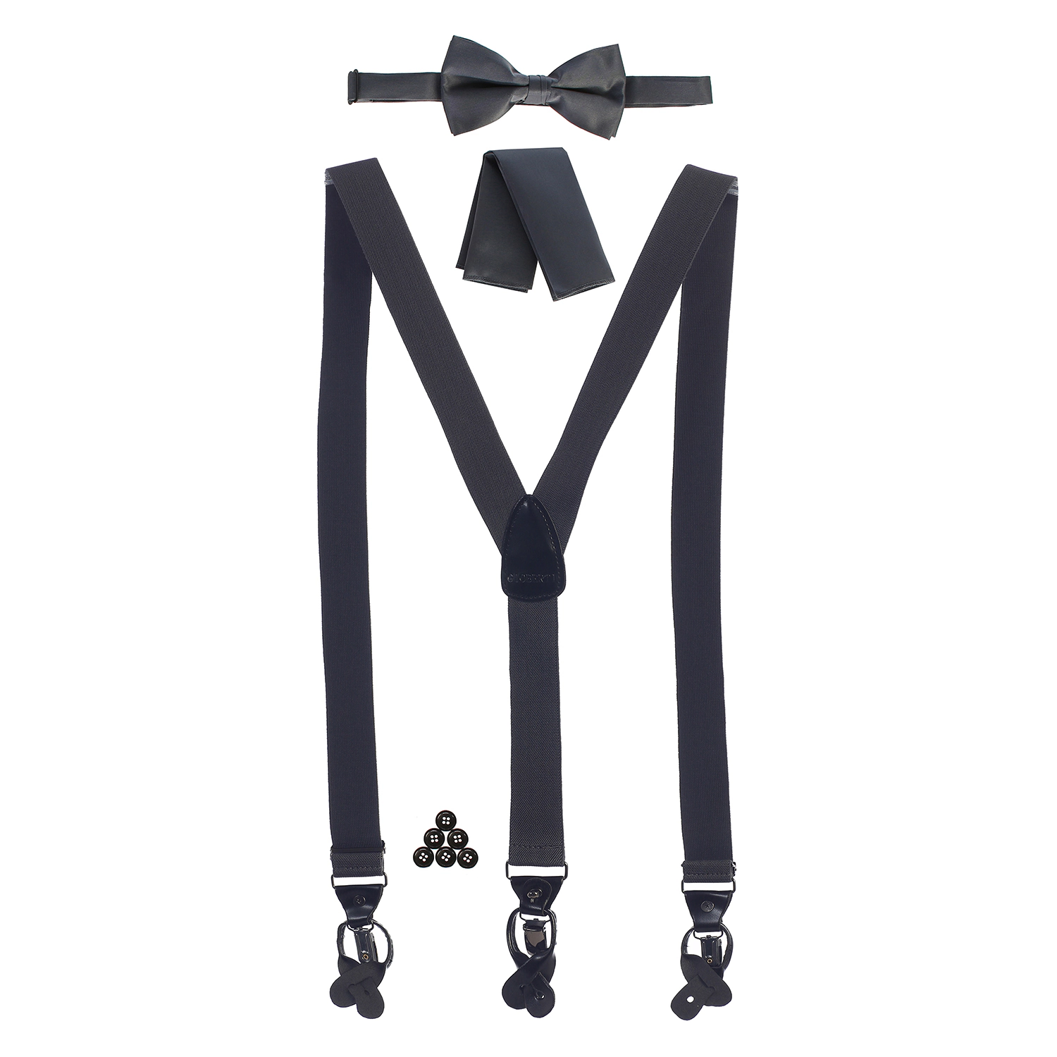Gioberti Men's Convertible Suspenders, Bow Tie, and Hanky Set