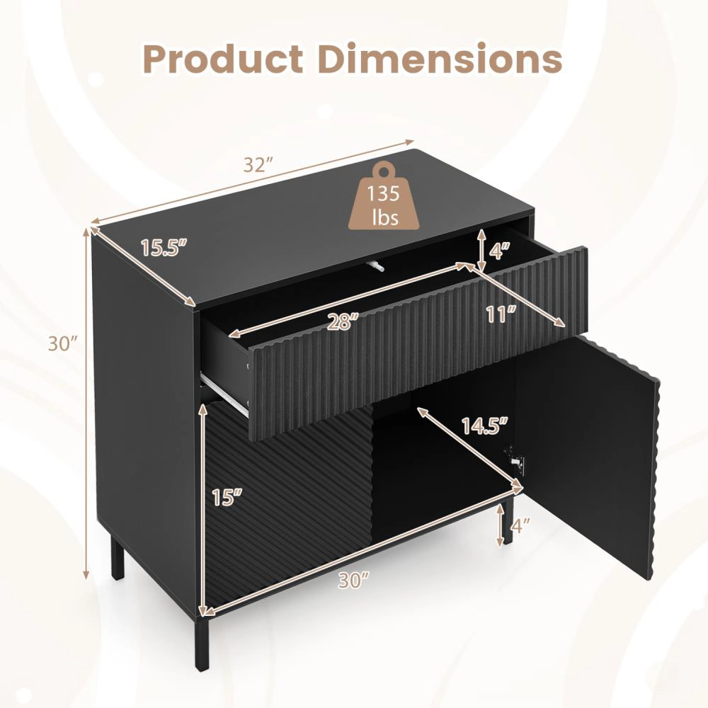 Hivvago Wide Buffet Cabinet With 2 Doors And 1 Drawer For Kitchen