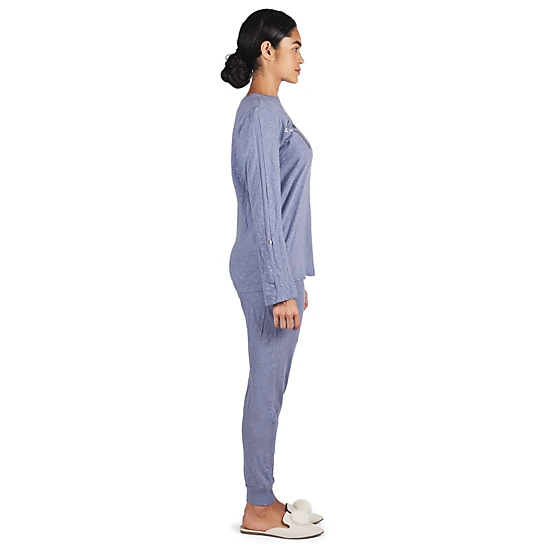 MeMoi Women's 100% Cotton Slub Knit Metallic Star Accent Pajama Set