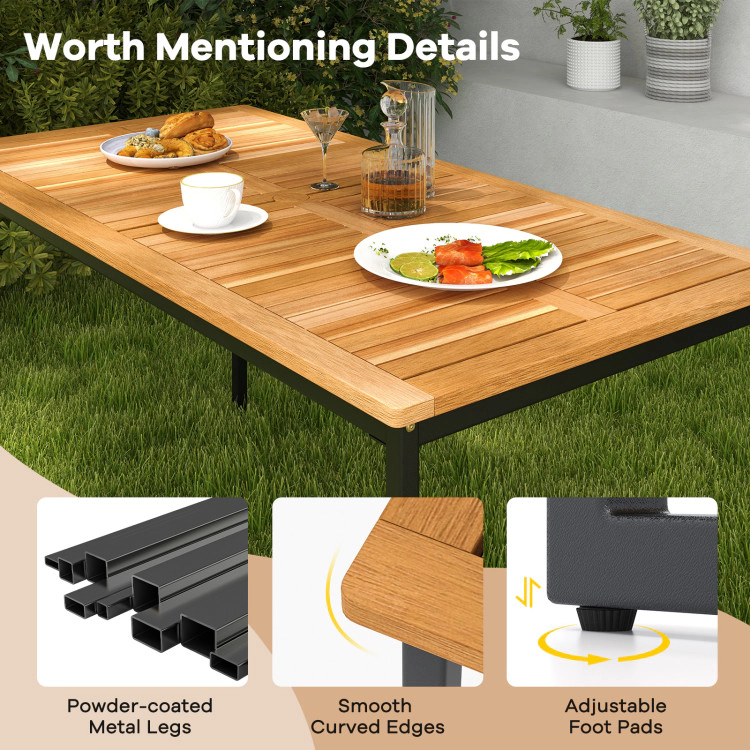 Hivvago 6 Pieces Outdoor Acacia Wood Dining Set With Bench And 2 Inches Umbrella Hole
