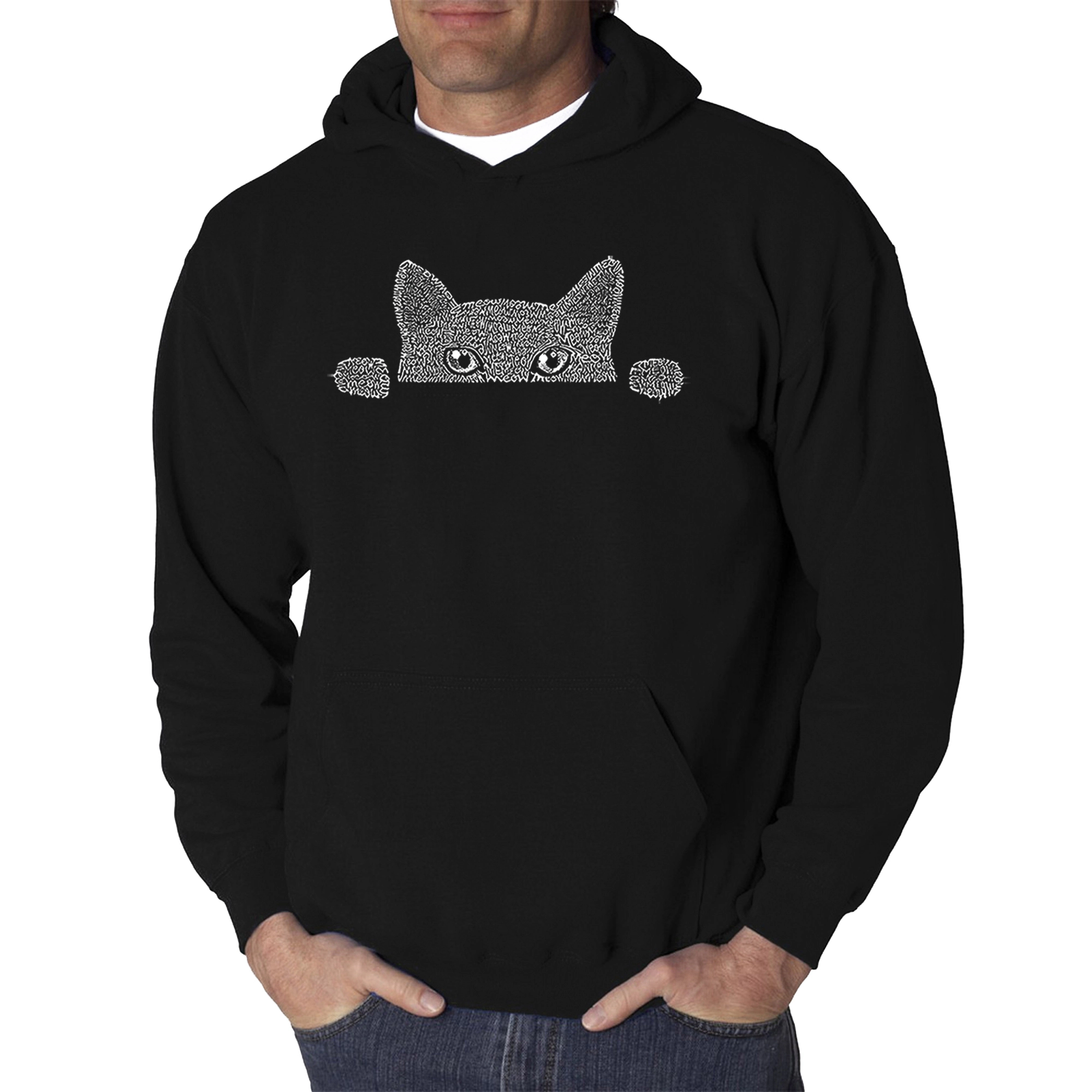 LA Pop Art Peeking Cat - Men's Word Hooded Sweatshirt