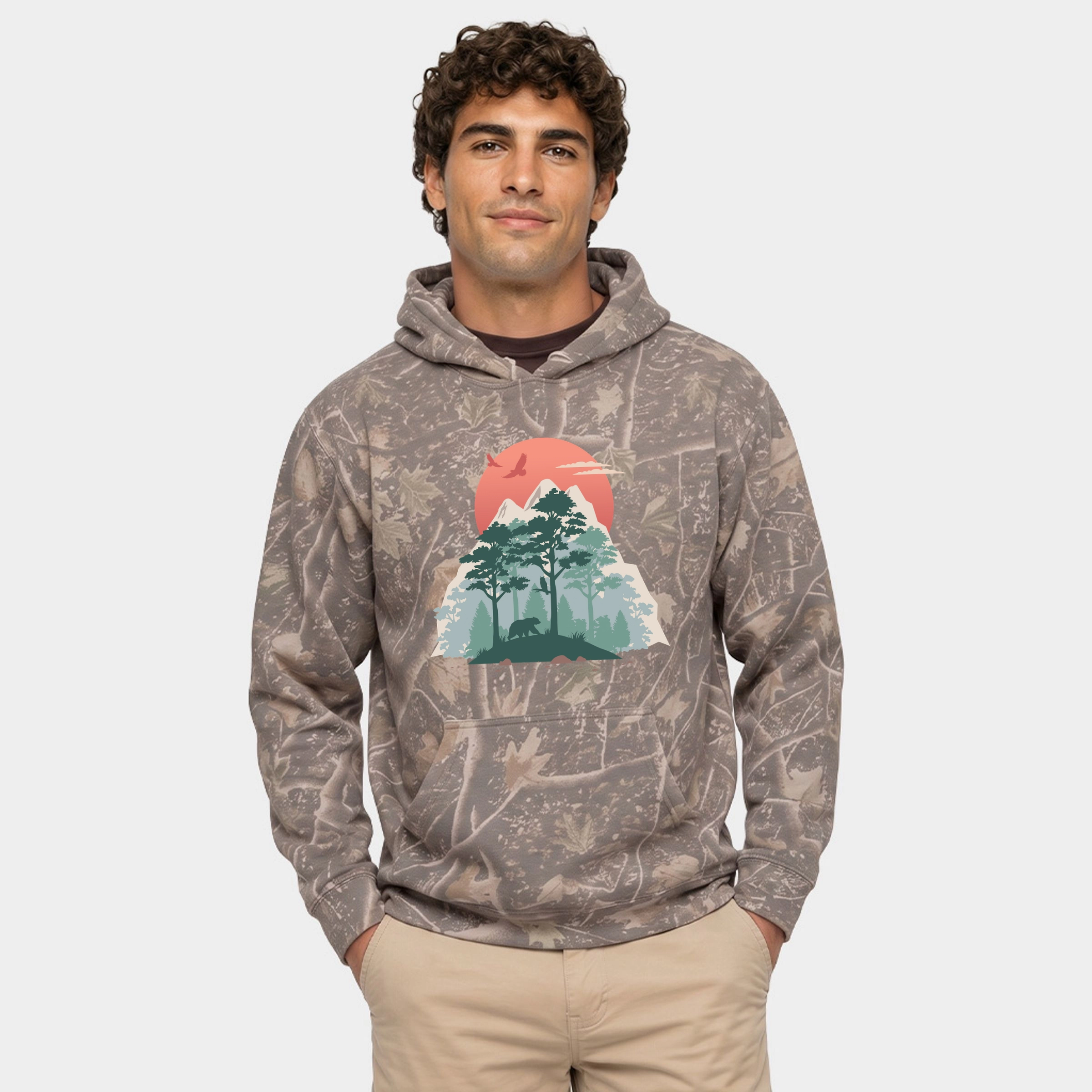 Simply Sage Market - Men's Camo Hoodie Bear Forest