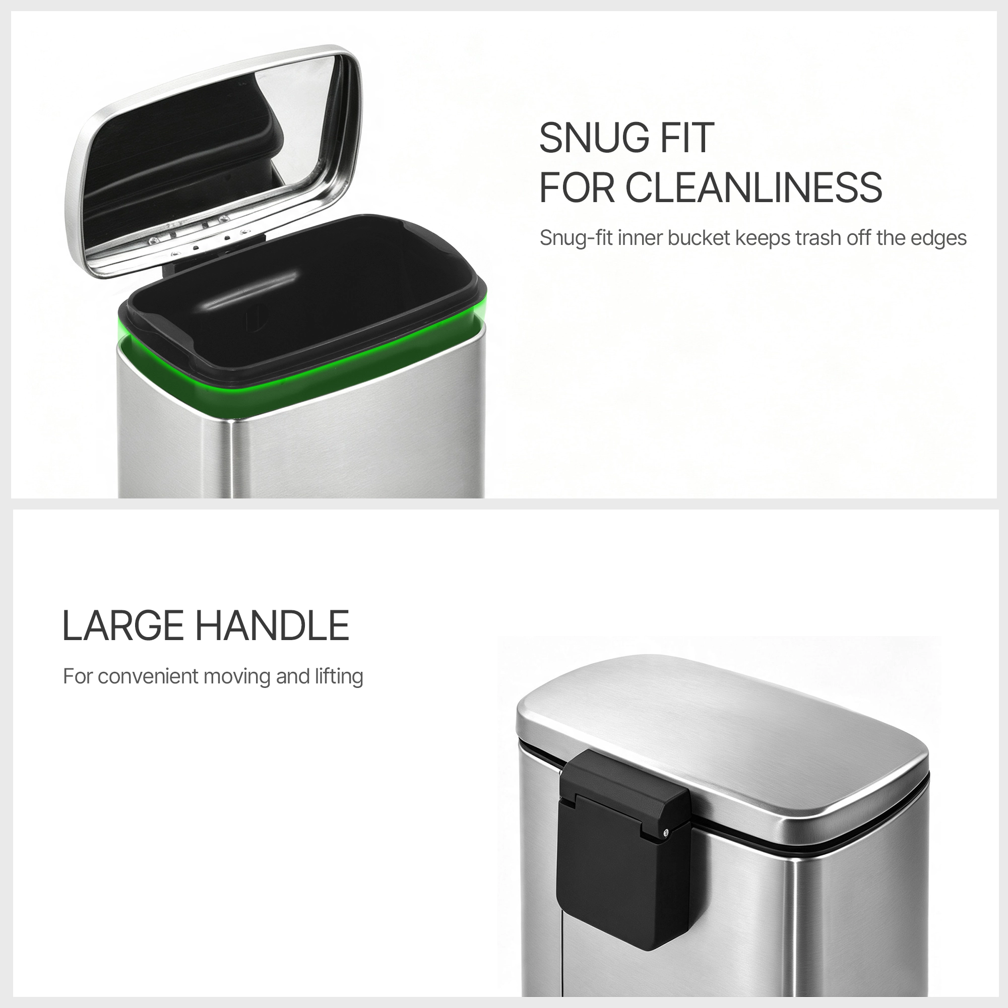 Innovaze 1.3 Gal./5 Liter Rectangular Stainless Steel Step-on Trash Can for Bathroom and Office