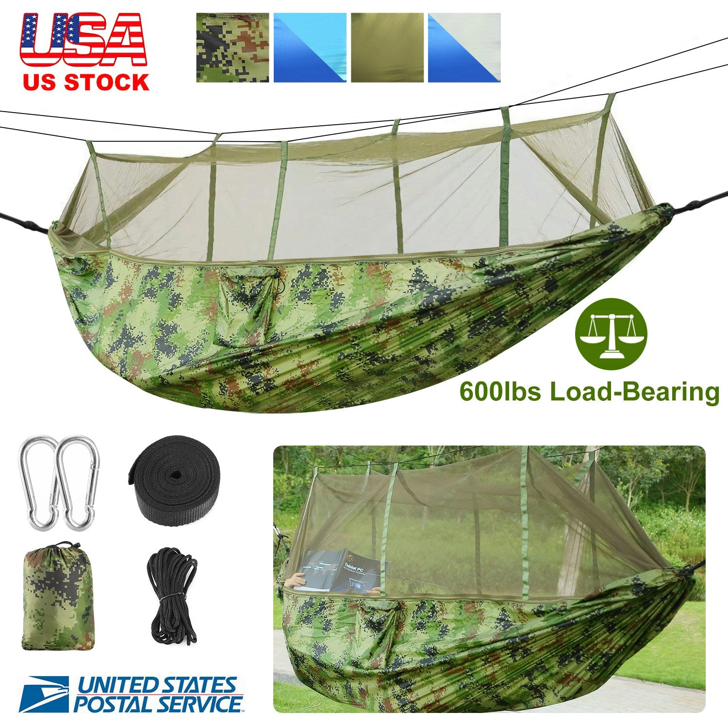 GBruno 2-Person Camping Hammock With Mosquito Net