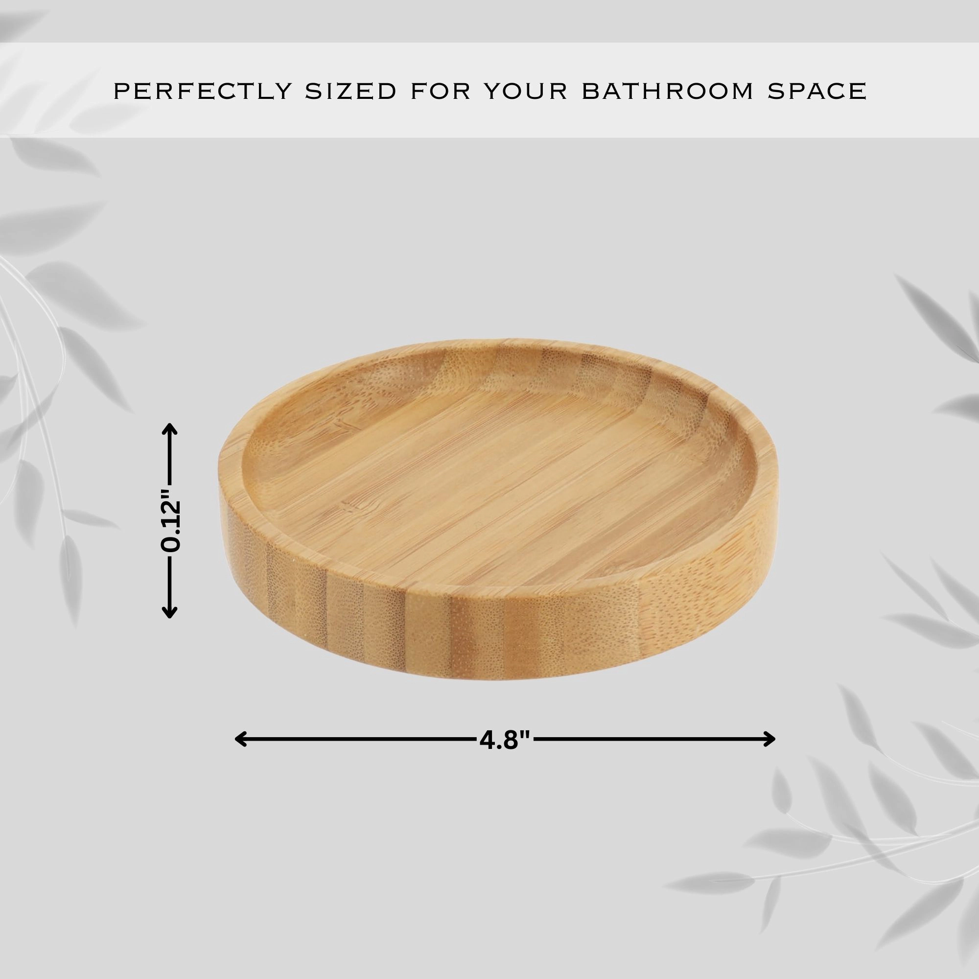 Evideco French Home Goods Round Bamboo Soap Dish with Slatted Drainage