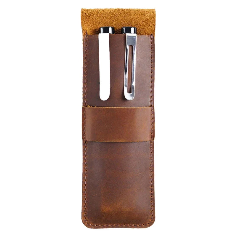 Steel Horse Leather Unisex Paiman Leather Pen Holder | Handmade Leather Fountain Pen Pouch