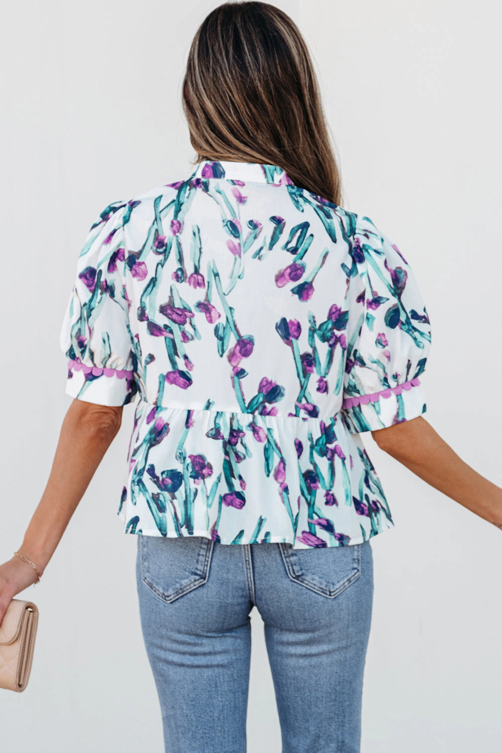 Threaded Pear Women's Raelyn Floral Ricrac Trim Top