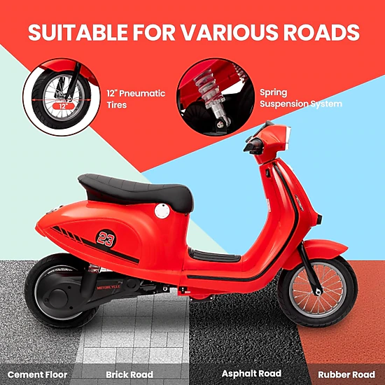 Enjyam 24V 350W Electric Dirt Bike for Kids 8–14, 14MPH Max, Waterproof, Rear Brake, LED Lights, 143 lbs Capacity