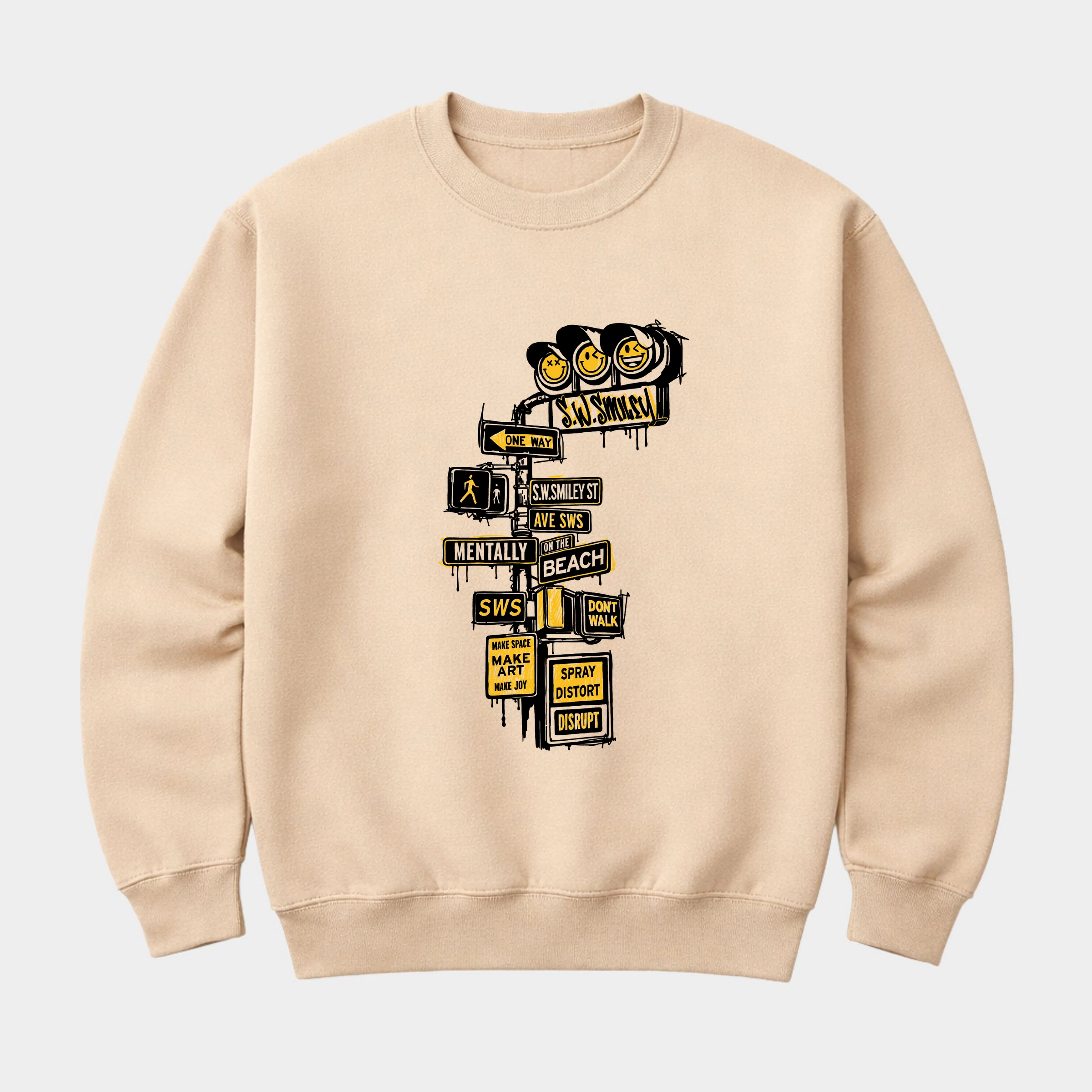 Simply Sage Market - Men's Graphic Sweatshirt S.W.Smiley Stoplight