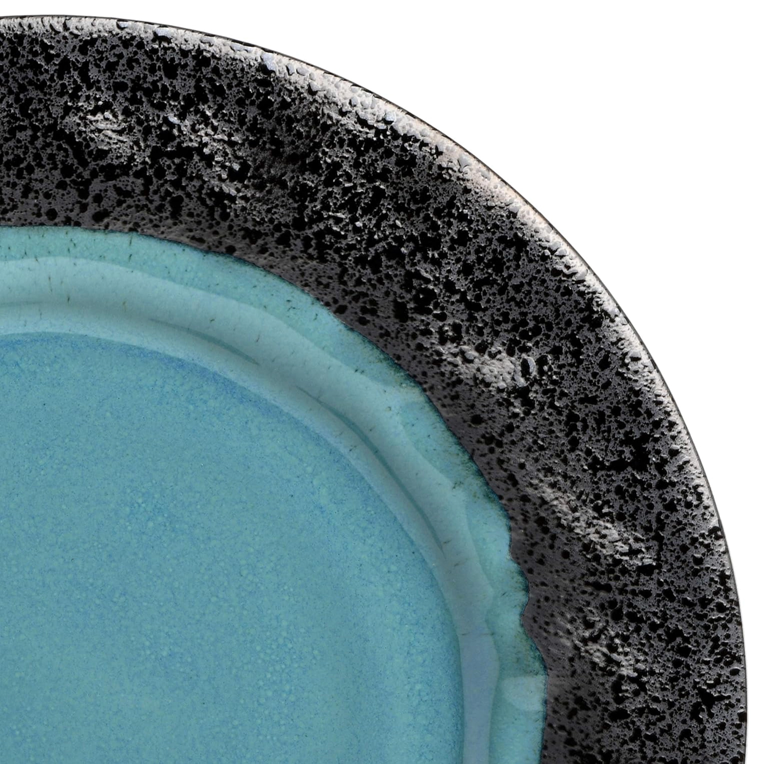 Gibson Elite Dragonstone 16 Piece Stoneware Reactive Glaze Dinnerware Set in Aqua