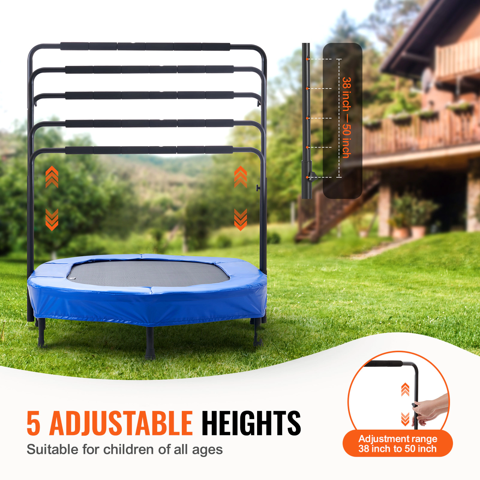 HONGGE Kids Trampoline Indoor Outdoor Trampoline Foldable Mini Trampoline with Handle Rebounder Trampoline for Toddlers