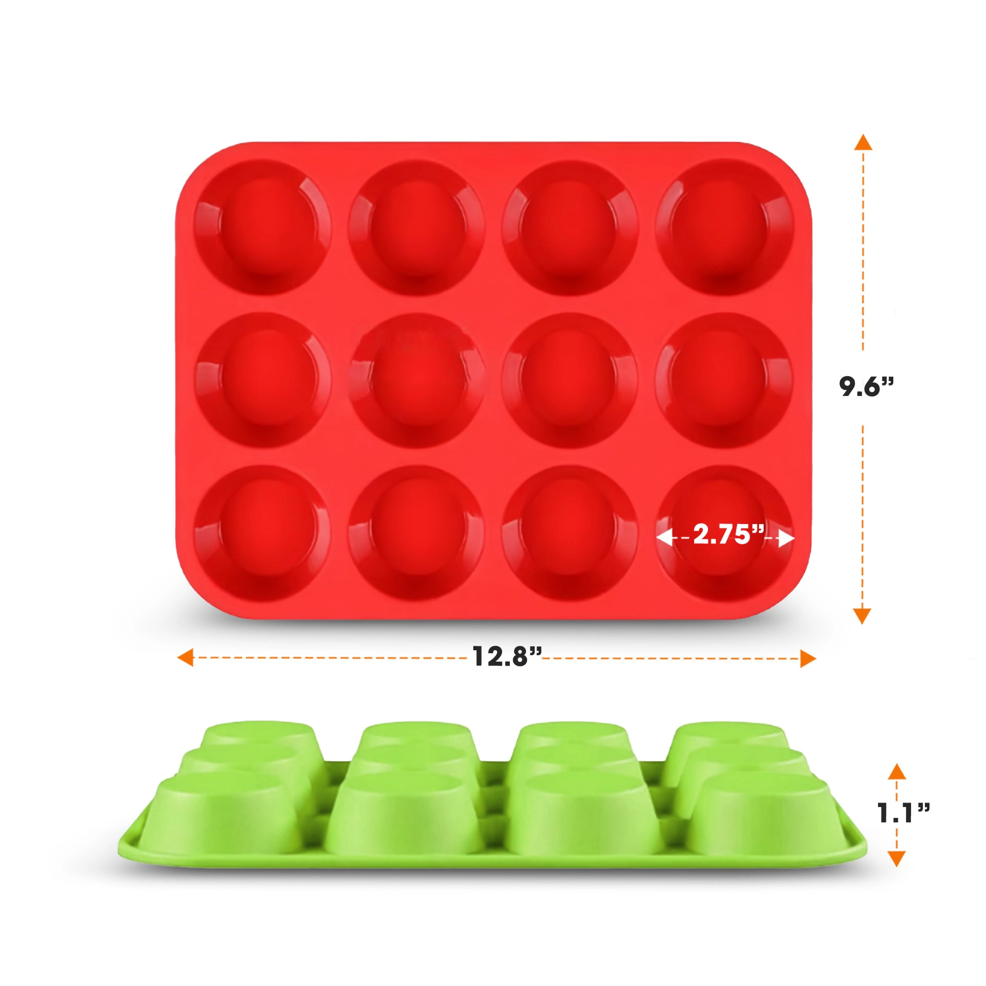 Cheer Collection Set of 3 Non-Stick Silicone Muffin Pans – BPA-Free