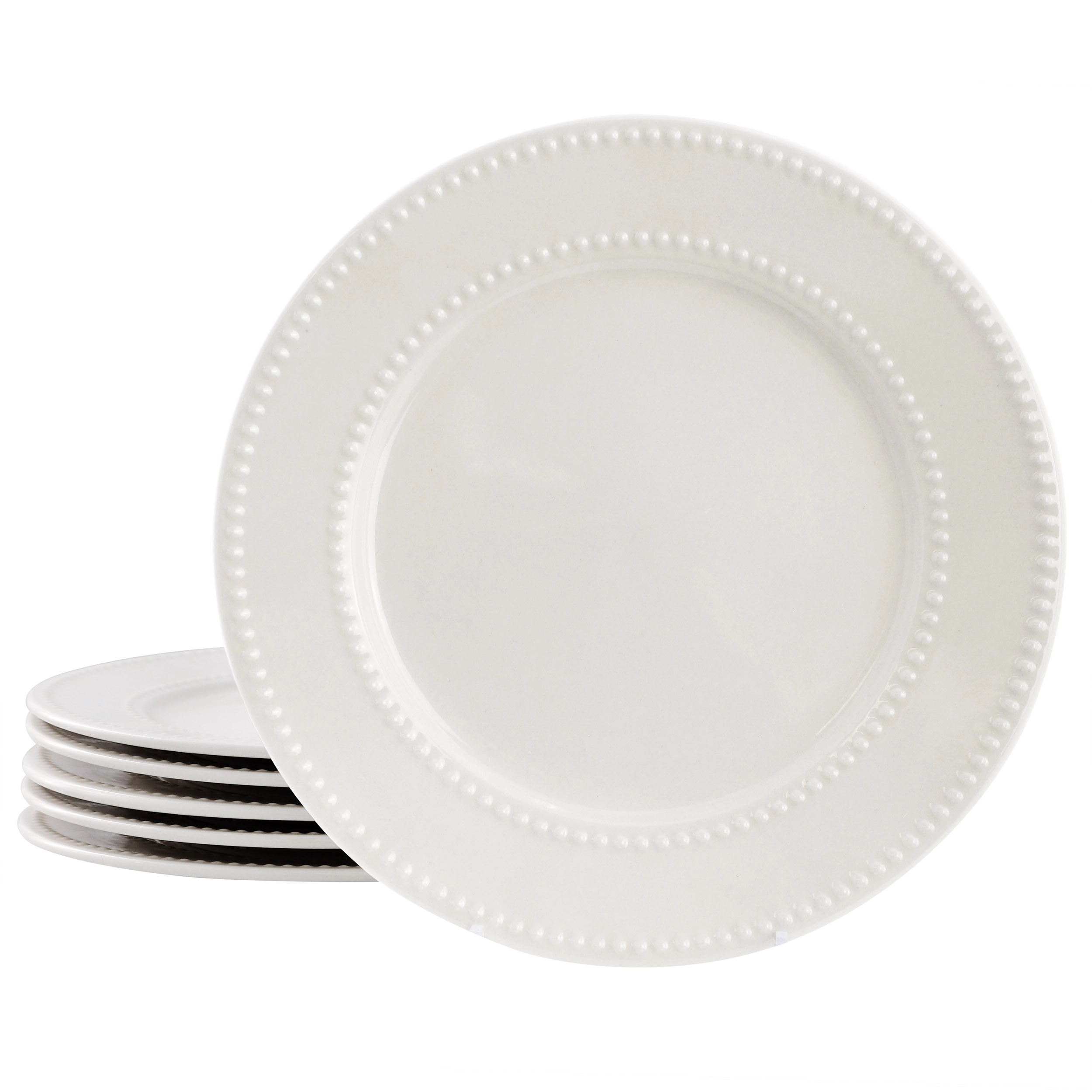 Elama Olevia 6 Piece Embossed Dot Stoneware Dinner Plate Set