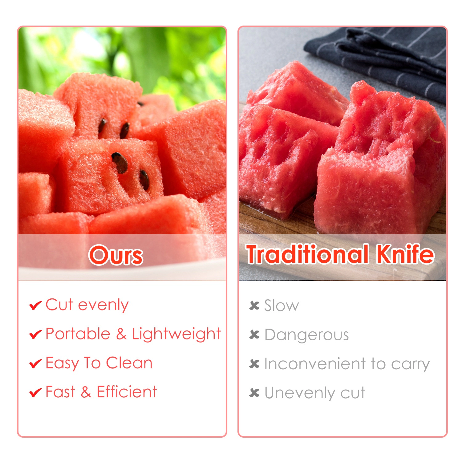 GBruno 2-in-1 Stainless Steel Watermelon Slicer, 5 Pcs