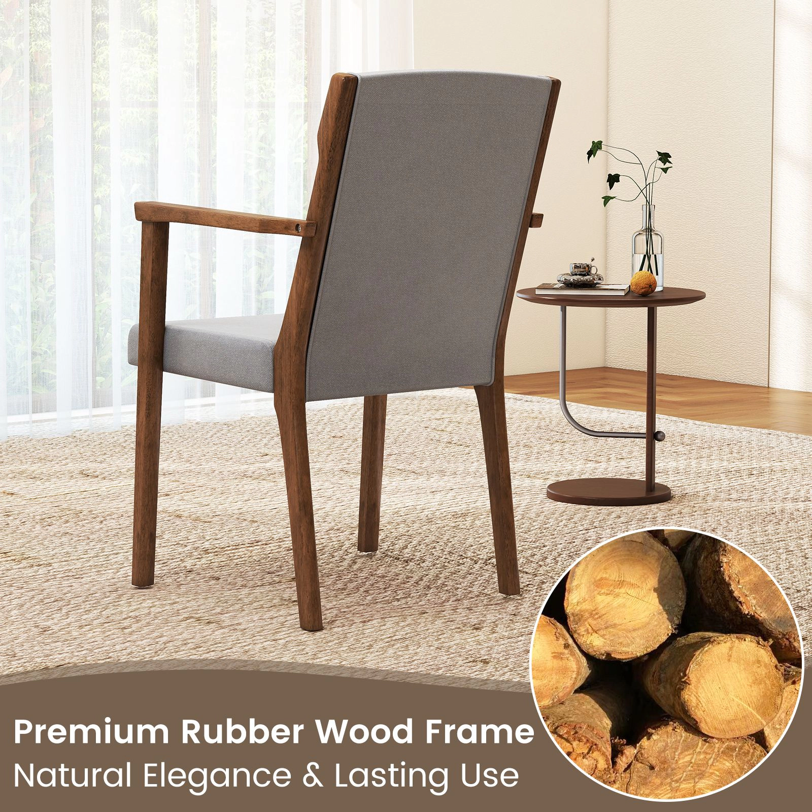SlickBlue Set of 2 Wooden Accent Chairs with High Back & Soft Cushion