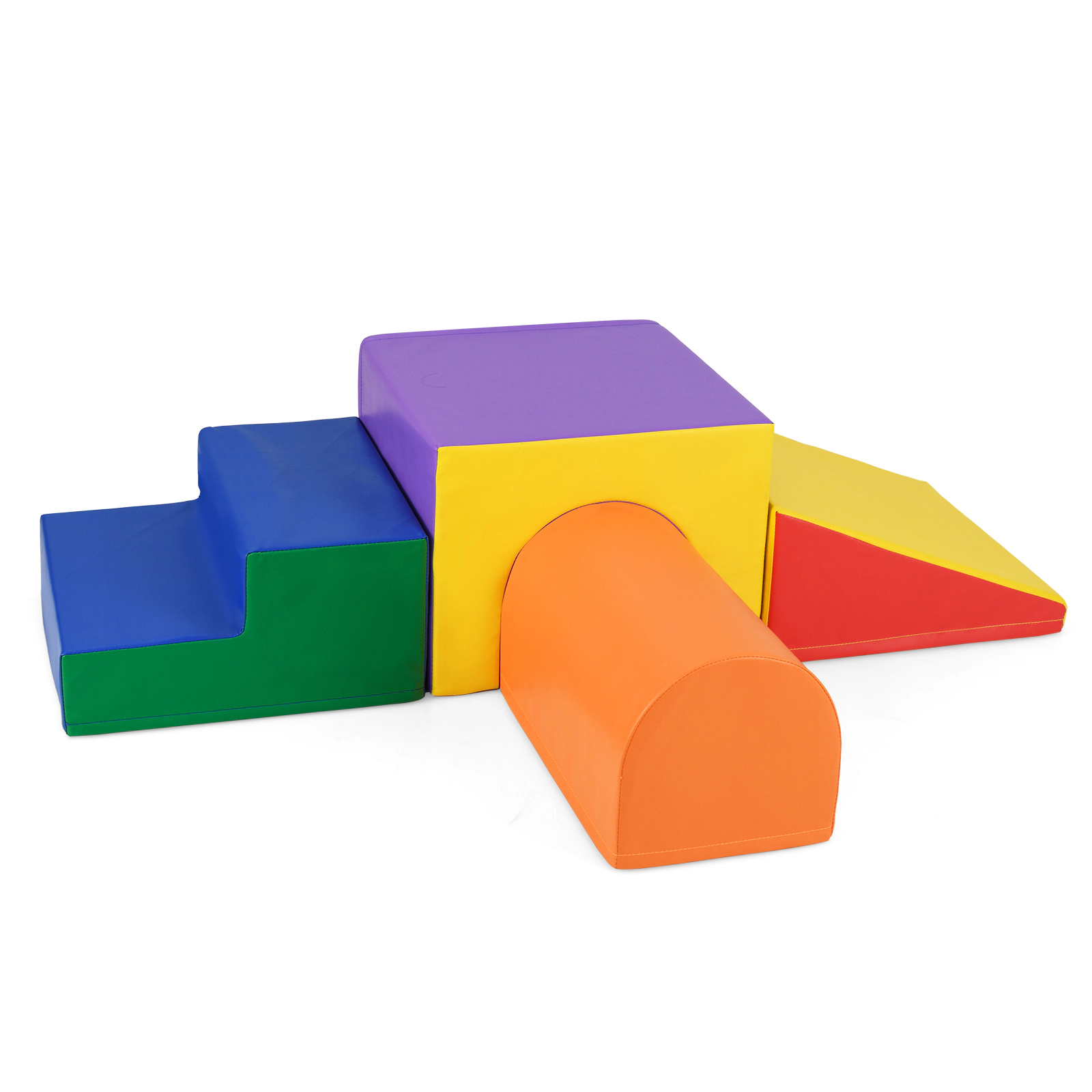 SUGIFT Climb and Crawl Foam Block Play Set with Tunnel, Slide, Step and Half-Moon Multicolor/Orange/Red/Yellow