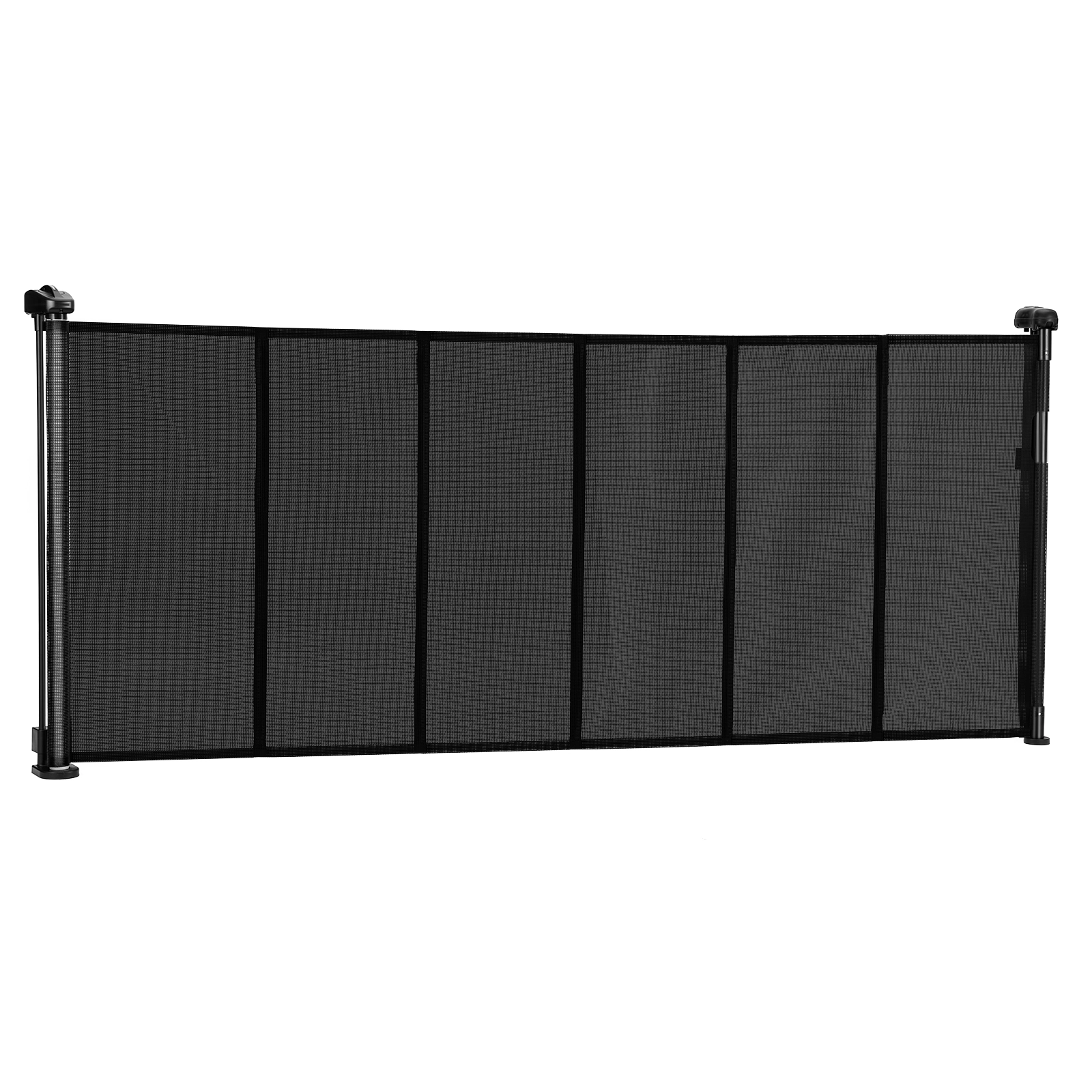 HONGGE Retractable Mesh Pet Gate, 34" Tall, Extends to 71" Wide, Black Safety Barrier for Doorways & Stairs