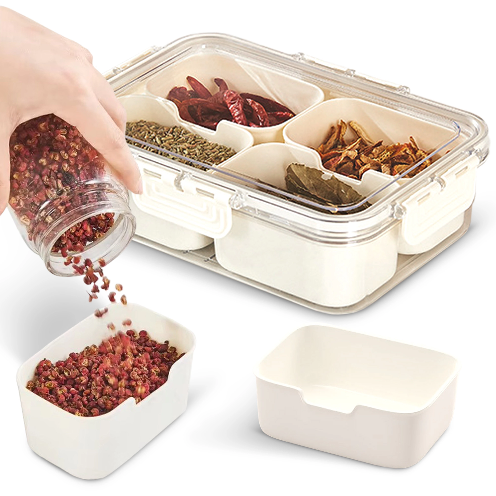 Cheer Collection 4-Compartment Airtight Food Storage Container with 4 Removable Snack Boxes