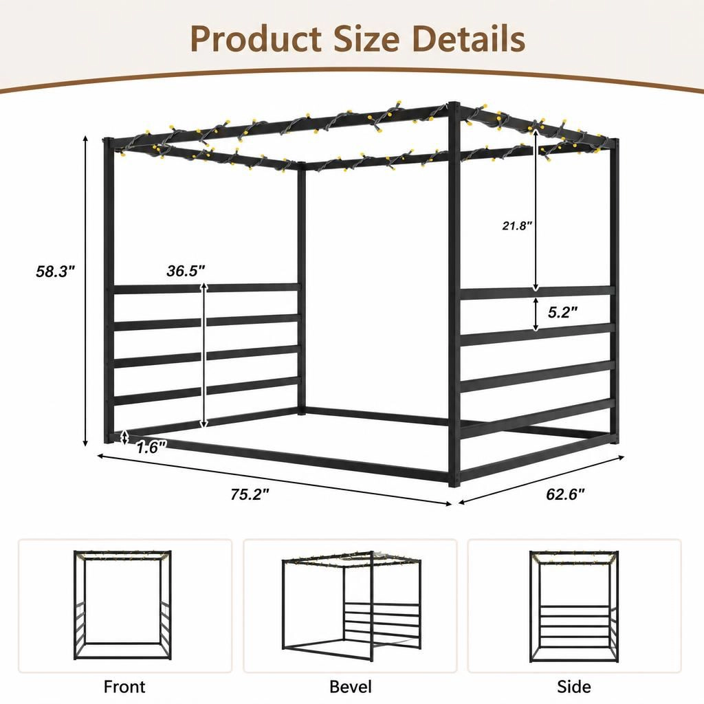 GOODSILO Full Size Iron Platform Bed Frame