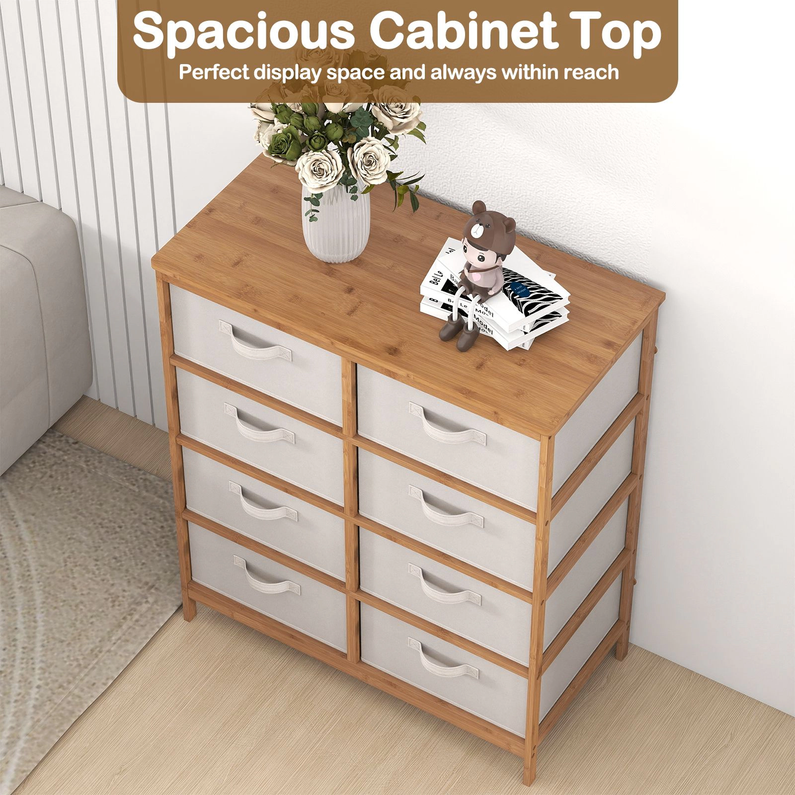 SlickBlue 8-Drawer Dresser with Fabric Storage Drawers