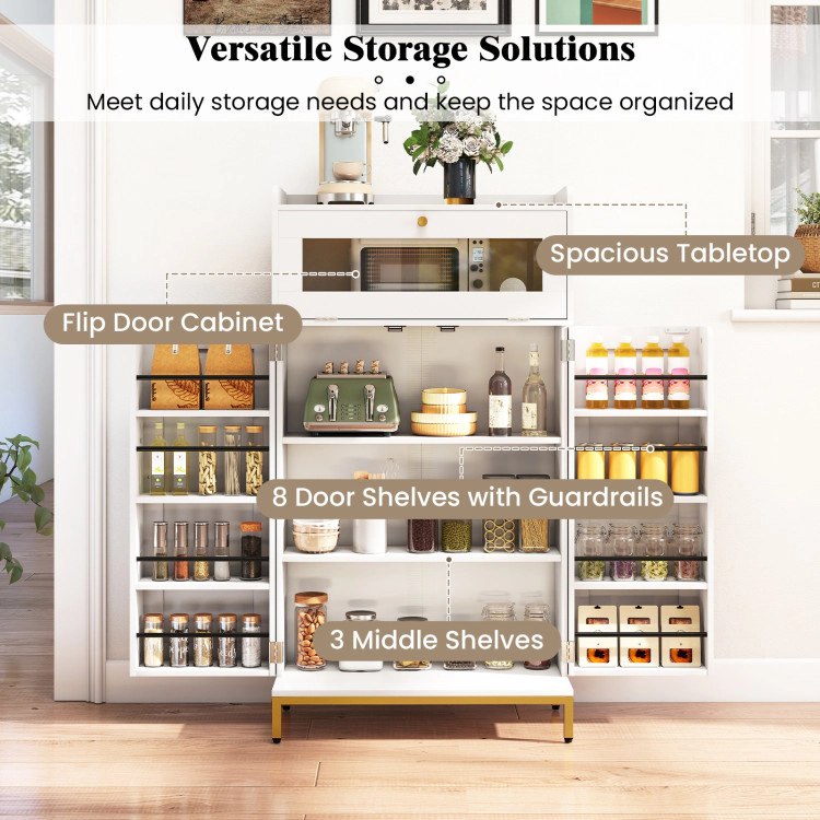 Hivvago Kitchen Pantry Cabinet Freestanding Food Storage Cupboard-White