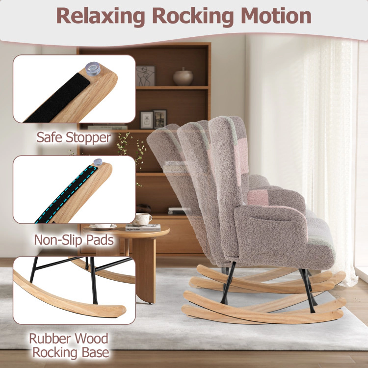 Hivvago Ergonomic High-Back Rocking Chair with Armrests for Nursery and Living Room