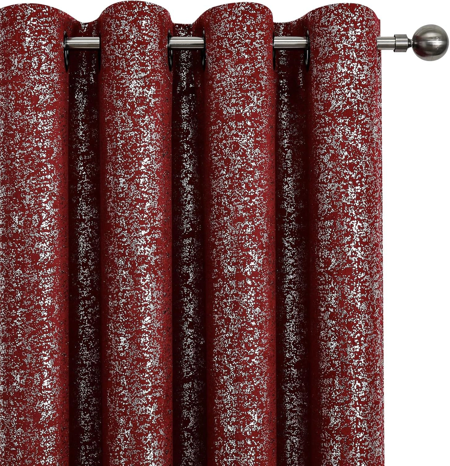 Kate Aurora 2 Piece Metallic Sparkle Thermal Grommet Blackout Curtain Panels